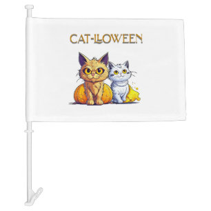 Cat halloween   car flag