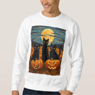 Cat Halloween Cat Lovers Starry Night Cat Van Gogh Sweatshirt