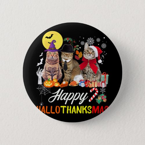 Cat Halloween Christmas Happy Hallothanksmas Thank Button