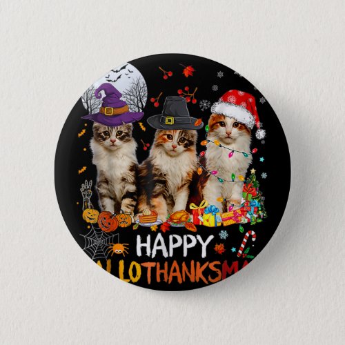 Cat Halloween Christmas Happy Hallothanksmas Thank Button