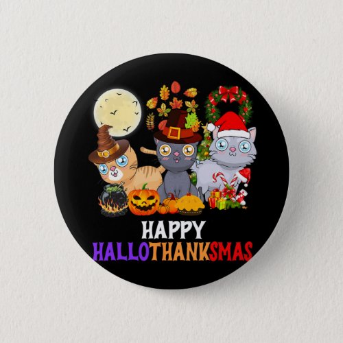 Cat Halloween Christmas Happy Hallothanksmas Thank Button