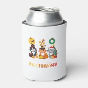 Cat Halloween Christmas Happy Hallothanksmas Thank Can Cooler