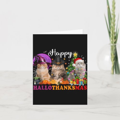 Cat Halloween Christmas Happy Hallothanksmas Thank Card