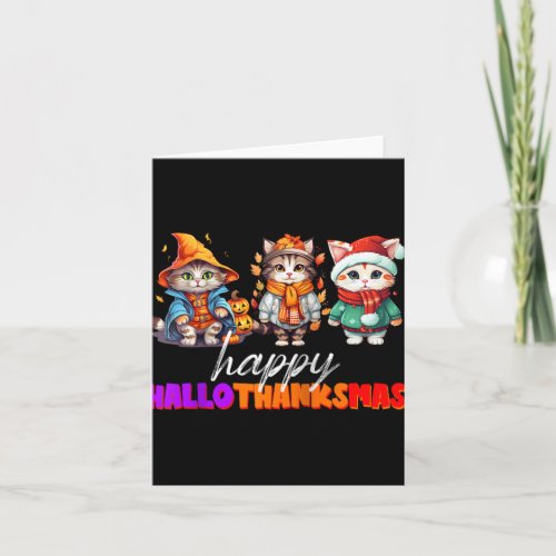 Cat Halloween Christmas Happy Hallothanksmas Thank Card