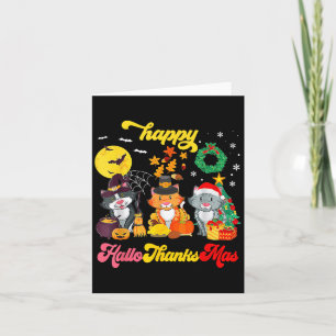 Cat Halloween Christmas Happy Hallothanksmas Thank Card