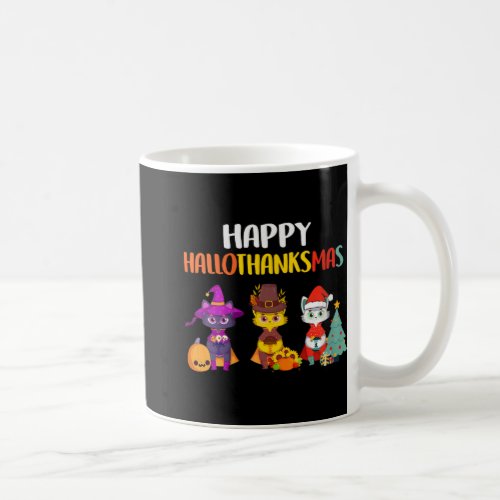 Cat Halloween Christmas Happy Hallothanksmas Thank Coffee Mug