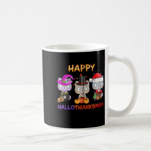 Cat Halloween Christmas Happy Hallothanksmas Thank Coffee Mug