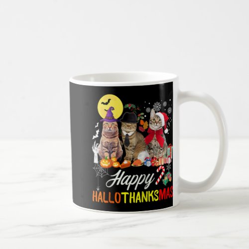 Cat Halloween Christmas Happy Hallothanksmas Thank Coffee Mug