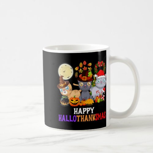 Cat Halloween Christmas Happy Hallothanksmas Thank Coffee Mug