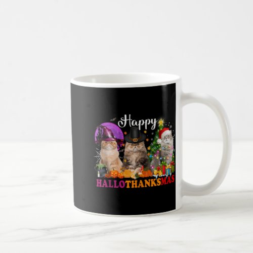 Cat Halloween Christmas Happy Hallothanksmas Thank Coffee Mug