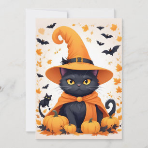 Cat Halloween Cute Adorable Funny Animal Cartoon Save The Date