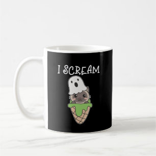 Cat Halloween Ghost I Scream Ice Cream Pun Coffee Mug