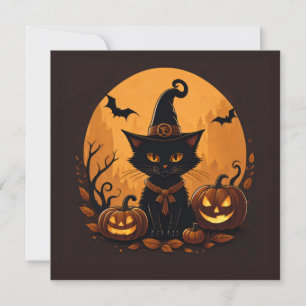 Cat halloween holiday card