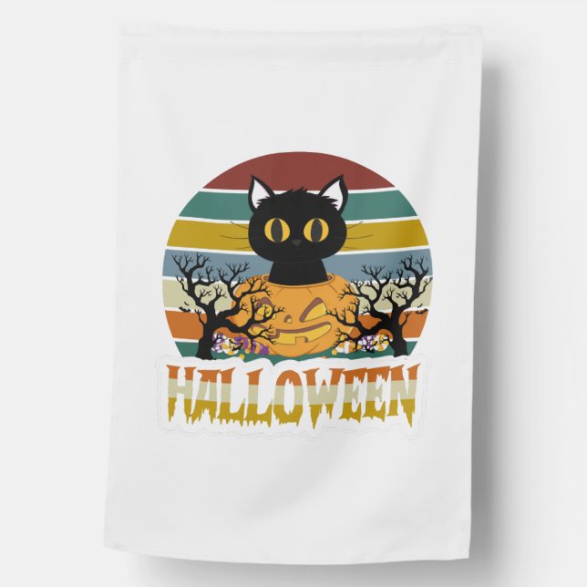 Cat Halloween     House Flag (Front)