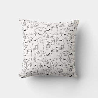 Cat Halloween Illustration Pattern Throw Pillow