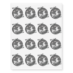 Cat Halloween My Dog Rides Shotgun Temporary Tattoos