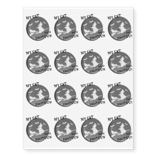Cat Halloween My Dog Rides Shotgun Temporary Tattoos