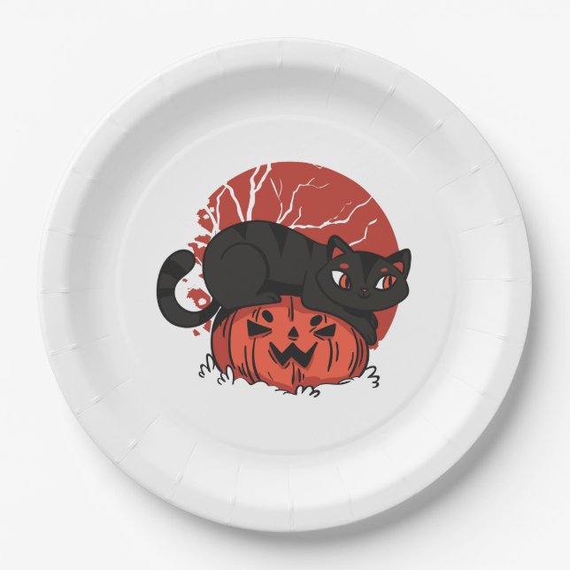 Cat Halloween Paper Plates (Front)