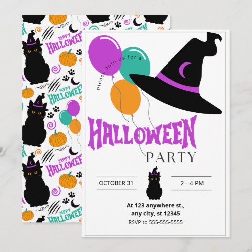 Cat Halloween Party Invitation