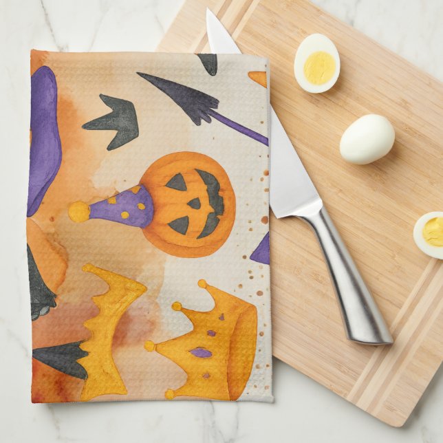 Cat Halloween Party  Kitchen Towel (Quarter Fold)