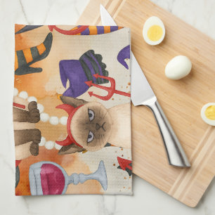 Cat Halloween Party Kitchen Towel