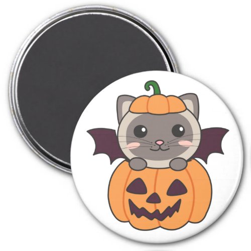 Cat Halloween Pumpkin Bat Costume Magnet