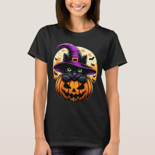 Cat Halloween Pumpkin Black Cat Performance T-Shirt
