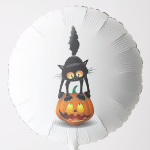 Cat Halloween Scared Cartoon on Pumpkin Balloon