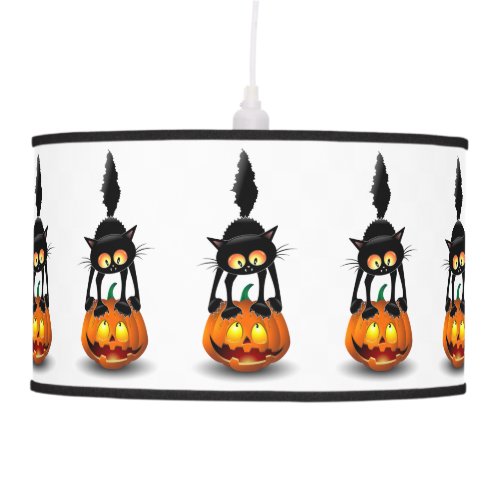 Cat Halloween Scared Cartoon on Pumpkin Ceiling Lamp