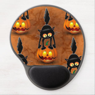 Cat Halloween Scared Cartoon on Pumpkin Gel Mouse Pad