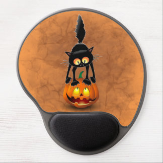 Cat Halloween Scared Cartoon on Pumpkin Gel Mouse Pad