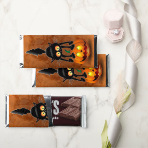 Cat Halloween Scared Cartoon on Pumpkin Hershey Bar Favors
