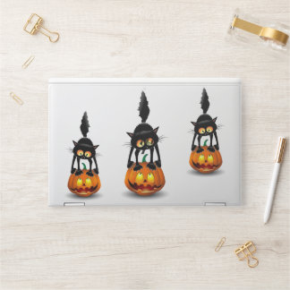 Cat Halloween Scared Cartoon on Pumpkin HP Laptop Skin