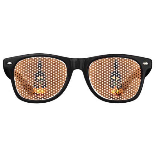 Cat Halloween Scared Cartoon on Pumpkin Retro Sunglasses