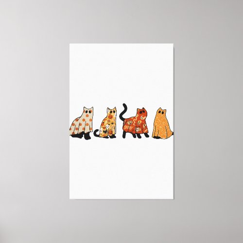 Cat Halloween Shirt Cat Lover Spooky Season Fall A Canvas Print