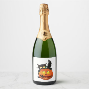 CAT HALLOWEEN    SPARKLING WINE LABEL