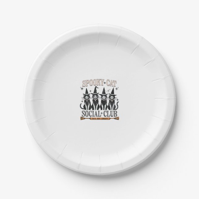Cat Halloween Spooky Kitten Lover Trick Or Treat K Paper Plates (Front)