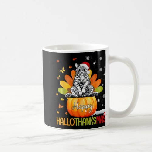 Cat Halloween Thanksgiving Christmas Happy Hallo T Coffee Mug