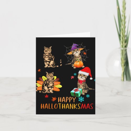 Cat Halloween Thanksgiving Christmas Happy Halloth Card