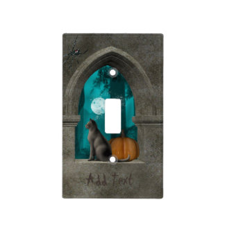 Cat Halloween window light switch cover
