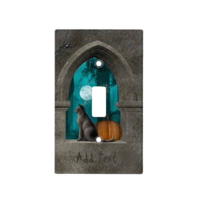Cat Halloween window light switch cover (Front)