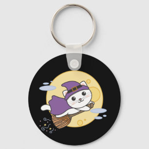 Cat Halloween Witch Kids Witch Costume Keychain