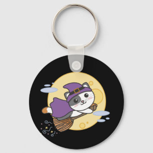 Cat Halloween Witch Kids Witch Costume Keychain