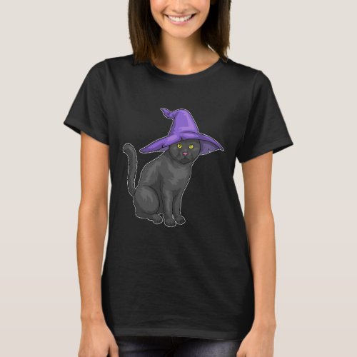 Cat Halloween Witch T_Shirt