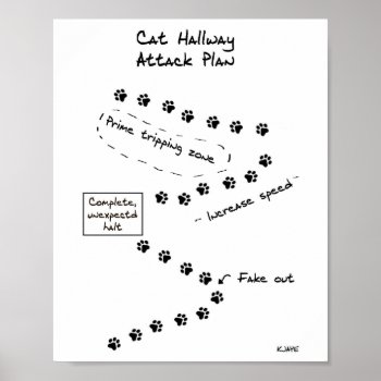 Cat Hallway Attack Plan Poster by FunkyChicDesigns at Zazzle