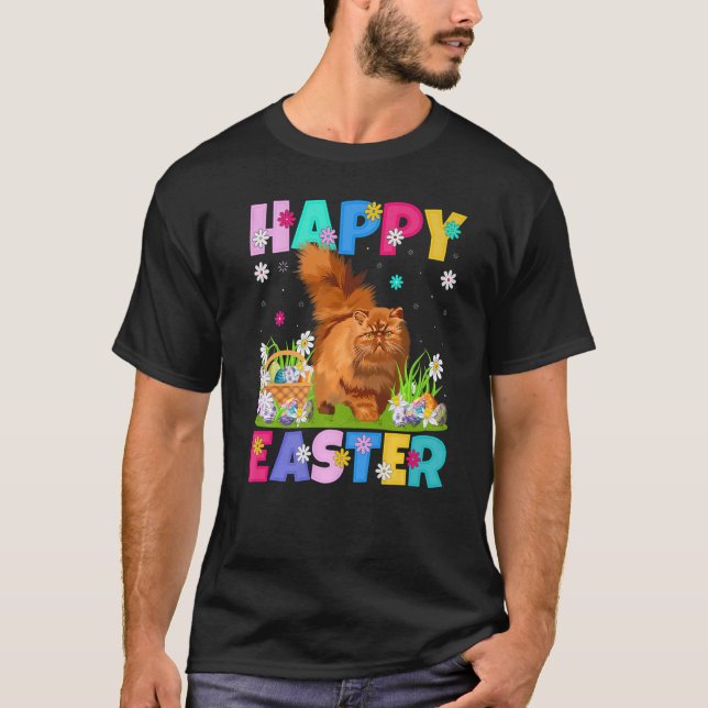 Cat  Happy Easter Bunny Persian Cat Easter Sunday T-Shirt (Front)