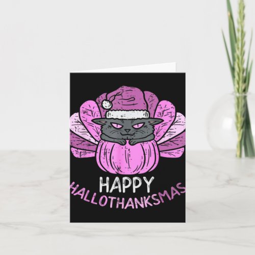 Cat Happy Hallothanksmas _ Halloween Thanksgiving  Card