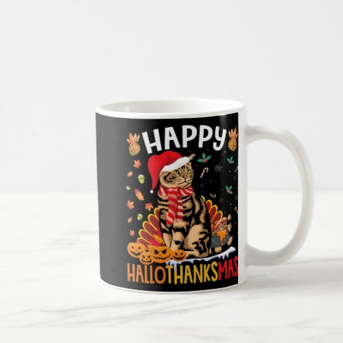 Cat Happy Hallothanksmas Halloween Thanksgiving Xm Coffee Mug