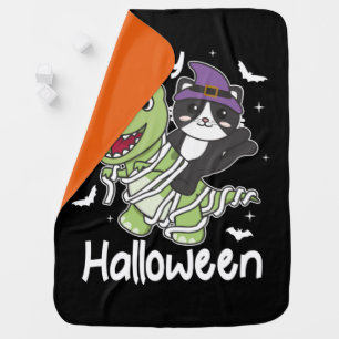 Cat Happy Halloween T-rex Mummy Costume Baby Blanket