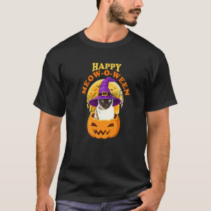 Cat Happy Meow O Ween Witch Halloween T-Shirt